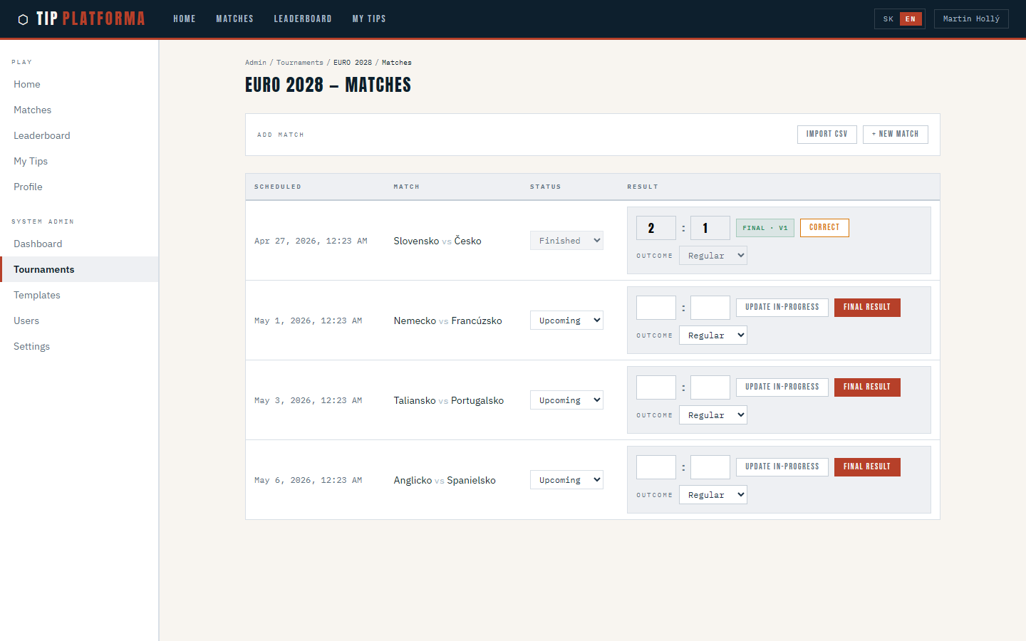 Schedule before correction