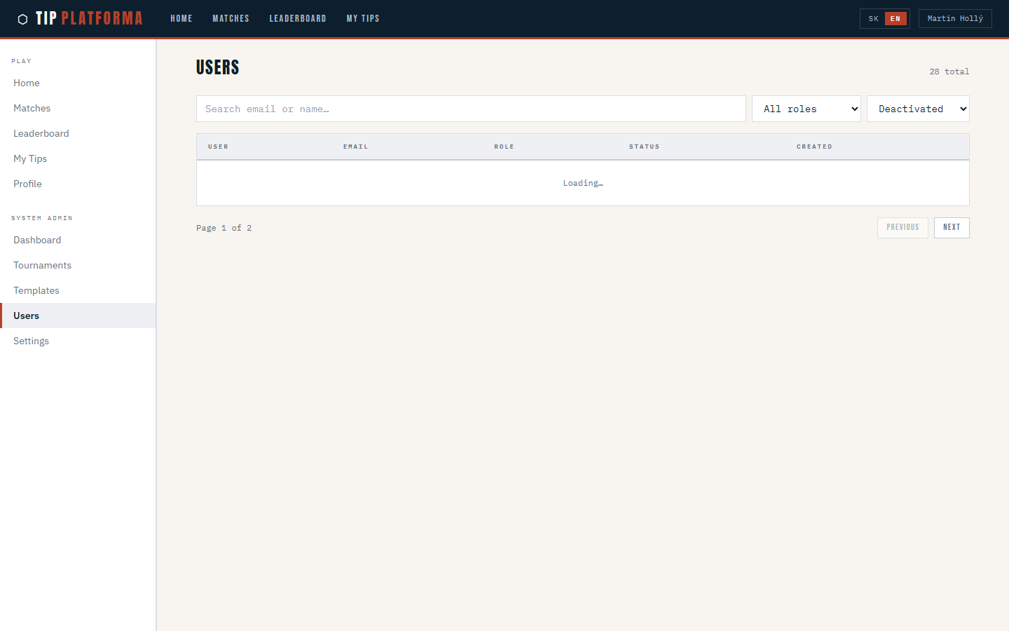 Users list deactivated filter